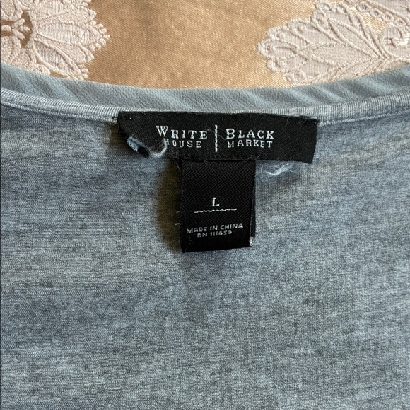 White House Black Market Gray Tee with Red Bow Detail - Picture 3 of 3